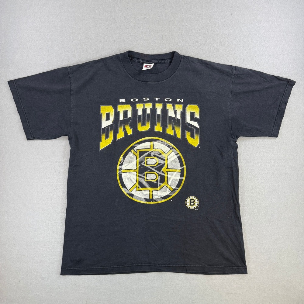 Vintage Boston Bruins T-Shirt Men XL Black NHL Hockey Graphic Tee Faded True Fan